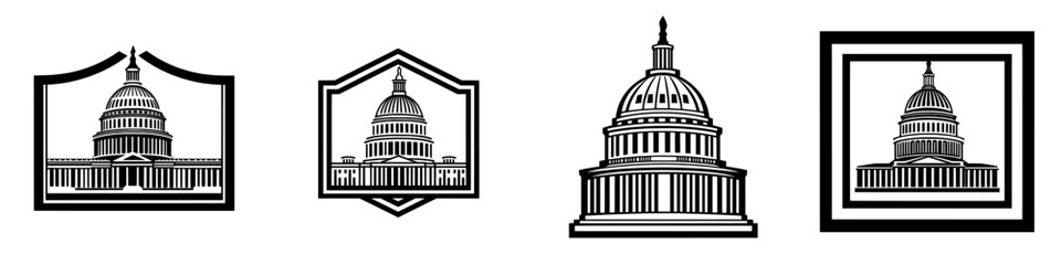 The modern design of the government icon features a premium creative capitol building logo with iconic landmark illustrations