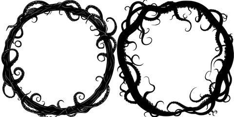 Ghosts that are round create a frame for an illustration that is a fantasy of a grotesque and spooky ghost © Andrei