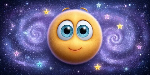a realistic dizzy emoji with swirling eyes and colorful stars