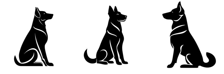 Modern illustration of a dog sitting icon and symbol for use on websites and in graphic design