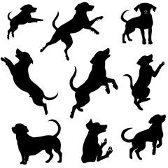 The modern shape of a group of dogs on a white background symbolizes a household pet