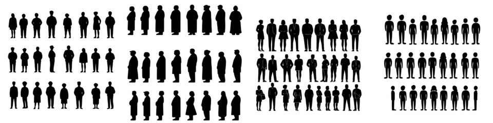 A modern illustration set featuring people and population icons is available
