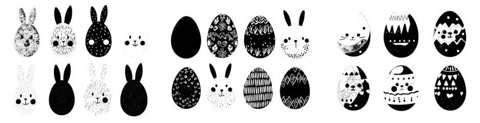 A contemporary depiction of pastel Easter eggs featuring a design