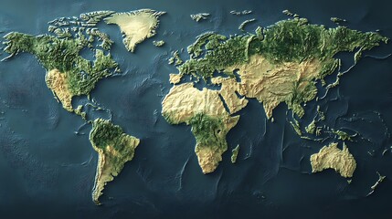 Detailed world map topography