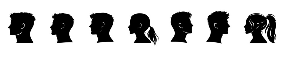 Modern illustration of male and female avatars in a profile icons set with an avatar icon