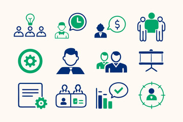 Fototapeta premium Vector set of business people and social network communication icons