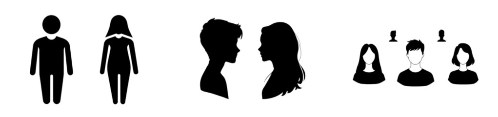 Male and female silhouettes used as profile pictures