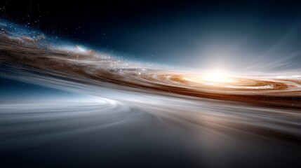 Obraz premium Cosmic swirls and radiant light burst forth across the vastness of space