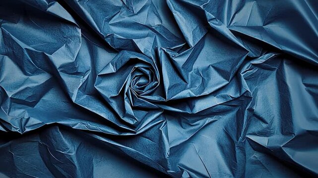 Deep blue fabric, wrinkled, swirling texture