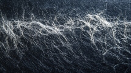 Fototapeta premium Abstract Texture Close Up Showing White Fibers on Dark Background Macro Shot of Delicate Strands and Fine Lines