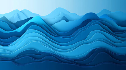 Fototapeta premium Layered blue mountains and waves