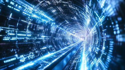 Digital futuristic tunnel