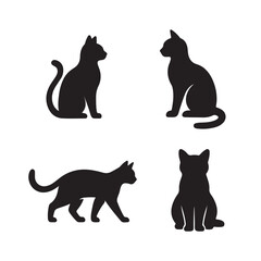 Minimal Cat Silhouette Icon White Background