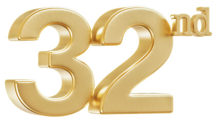 Obraz premium 32nd Anniversary Golden Number 3D Illustration