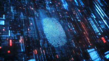 Digital fingerprint on circuit board background