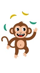 Fototapeta premium Playful monkey juggling colorful fruit