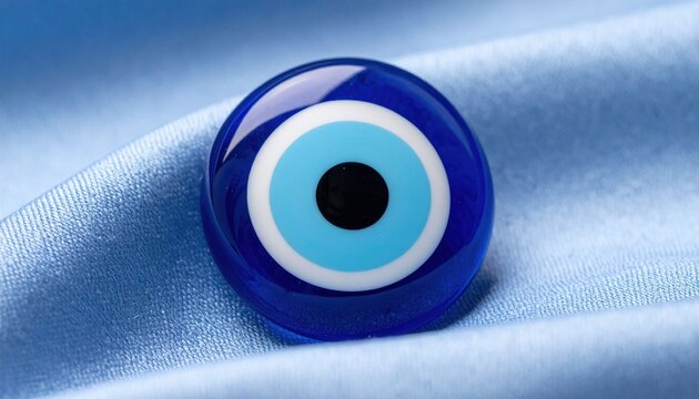 Blue Evil Eye Amulet on Smooth Fabric