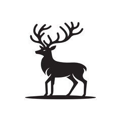Elegant Deer Silhouette Icon White Background