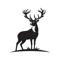 Wild Deer Silhouette Icon White Background