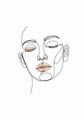 Modern abstract portrait of a woman drawn in one continuous line, representing simplicity, grace, and minimalism.