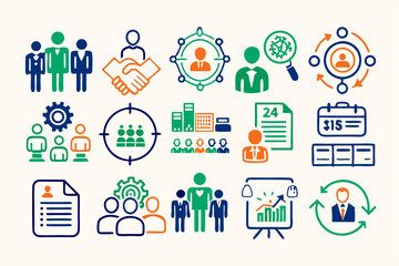 Flat vector icons set of business people for social network communication and internet technology concepts