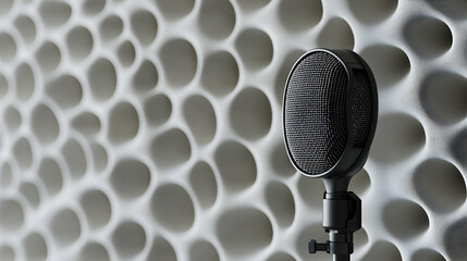 Microphone Against Textured Wall with Abstract Pattern Design