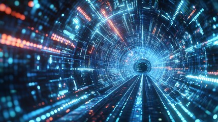 Digital tunnel futuristic technology graphic