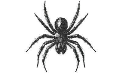 Vintage Hand-etched Spider Crawling, Monochrome Line Drawing, Old Engraving Style, Scientific Insect Print, Rustic Wildlife Art, Detailed Arachnid Illustration, trendy nature decor
