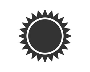 Simple, modern sun icon on white background. Represents light, heat, summer, energy. Ideal for weather apps, vacation designs, and positive messaging.