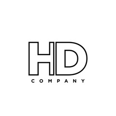 Letter H and D, HD logo design template. Minimal monogram initial based logotype.