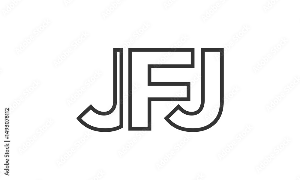 Poster jfj logo design template with strong and modern bold text. initial based vector logotype featuring s