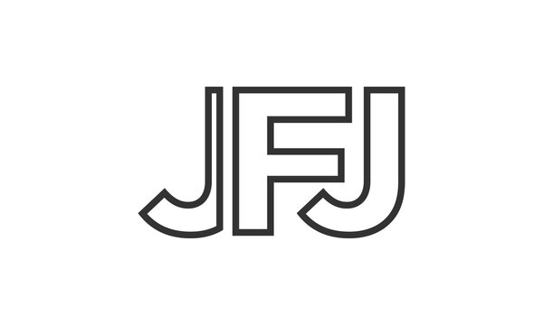 JFJ logo design template with strong and modern bold text. Initial based vector logotype featuring simple and minimal typography. Trendy company identity.