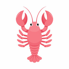 Cute Lobster in Simple Vector Style – Minimalist Cartoon Sea Creature on White Background