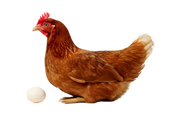 Fototapeta premium Brown Hen Laying Egg Farm Fresh Chicken Poultry Egg Production isolated on transparent background