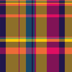 Fototapeta premium Stitch texture plaid fabric, masculine pattern tartan seamless. Creativity check vector textile background in amber and pink colors.