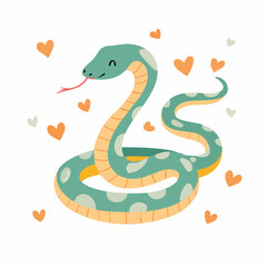 Naklejka premium Cute Snake Cartoon Vector – Simple and Adorable Reptile Illustration for Kids and Design