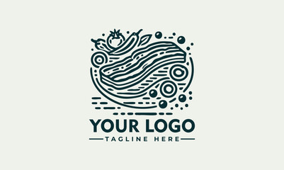 Abstract illustration of wavy noodle-like strands with playful curves in bold graphic line design. Food concept
