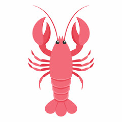 Cute Lobster in Simple Vector Style – Minimalist Cartoon Sea Creature on White Background

