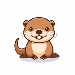 Fototapeta premium Cute Otter Simple Vector – Adorable Animal Illustration for Design and Creative Projects