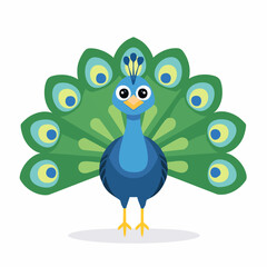 Cute Peacock Simple Vector – Colorful and Adorable Bird Illustration for Design Projects