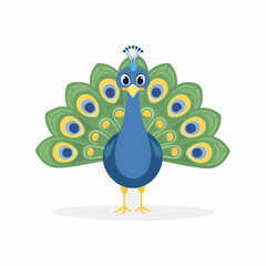 Cute Peacock Simple Vector – Colorful and Adorable Bird Illustration for Design Projects