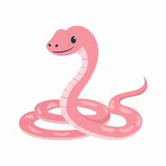 Fototapeta premium Cute Pink Snake Vector – Simple and Adorable Reptile Illustration for Design Projects
