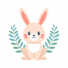 Cute Rabbit Vector – Simple and Adorable Cartoon Bunny Illustration for Design Projects
