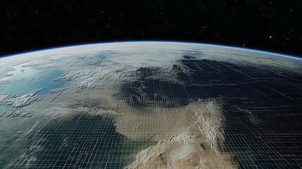 Earth from space with grid overlay