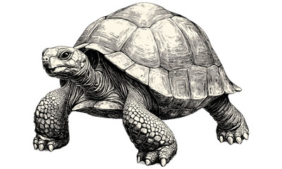 Vintage Tortoise Drawing, Rustic Animal Art, Black Sketch Effect, Hand-drawn Reptile, Antique Wildlife Illustration, Old Engraving Style, Nature Inspired Wall Print, Wildlife Decor