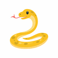 Fototapeta premium Cute Yellow Snake Cartoon Vector – Simple and Adorable Reptile Illustration for Kids