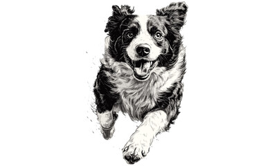 Border Collie Dog Vintage Sketch, Hand-drawn Pet Engraving, Monochrome Etching, Farm Decor, Retro Animal Print, Rustic Wall Art, Old Engraving Style, Trendy Black and White Art