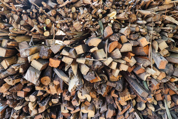 Neatly Arranged Firewood Stack for Traditional Cooking and Heating Needs