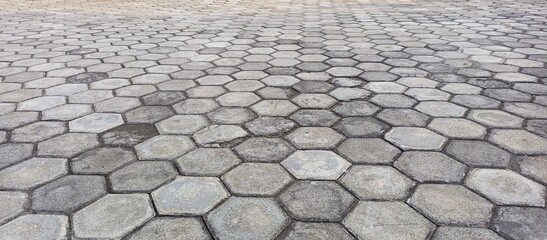 Hexagonal Concrete Paving Stones Ground Texture