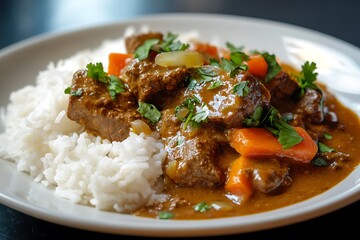 Delicious grilled chicken thighs and drumsticks served over fluffy white rice with fresh garnish